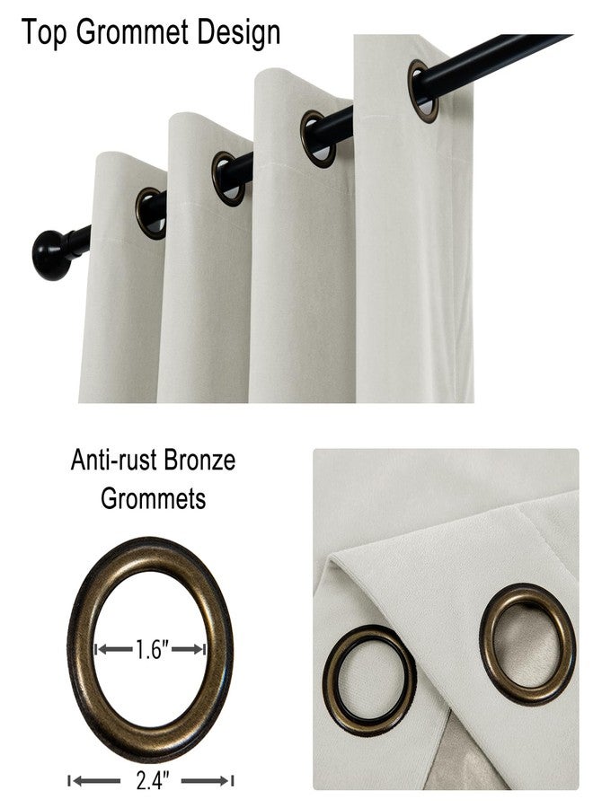 JSFLY 100% Full Blackout Velvet Curtains with Liner 63 inch Long 2 Panels for Living Room, Thermal Insulated Energy Saving Room Darkening Grommet Window Drapes for Bedroom, 42x63 Cream Ivory - Image 3